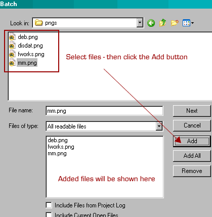 batch - adding files